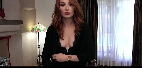 Sexy Redhead Strips For A Client To Seal The Sale Of A Home